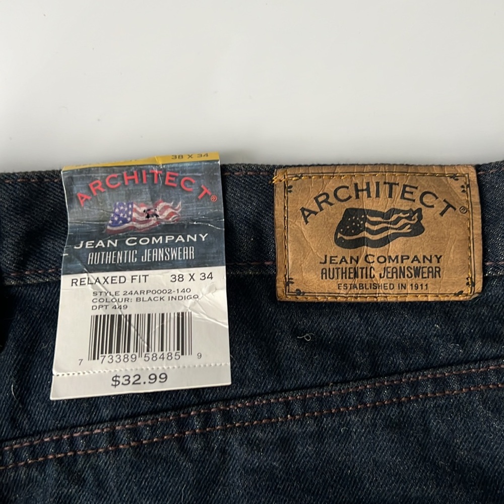 Architect Men's Classic Dark Blue Jeans Relaxed Fit NWT 38x34 - Picture 7 of 13